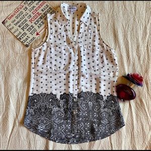 Express sleeveless black & cream portofino blouse